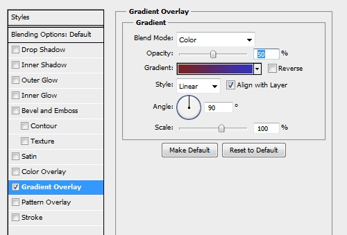 Стиль слоя: Наложение градиента