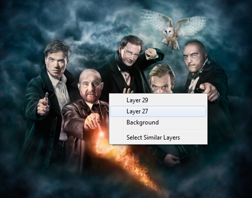 Щёлчок правой кнопкой мыши инструментом Move tool (Перемещение)