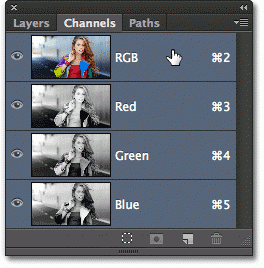 Выбор составного канала RGB
