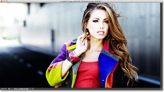 Наложение красного канала в режиме Overlay (Перекрытие)