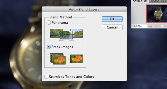 Окно &quot;Auto Blend Layers&quot; (Автоналожение слоёв)